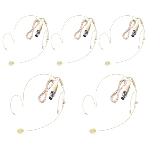 5 Pack Double Earset Headset Microphone Mini XLR 3 Pin TA3F Plug Headworn Over Ear Hanging Condenser Mic for AKG Samson Headset Microphone