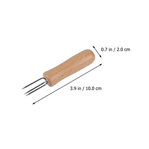 Cabilock 8 peças Espetos de aço inoxidável para churrasco com cabo de madeira, garfos de churrasco,