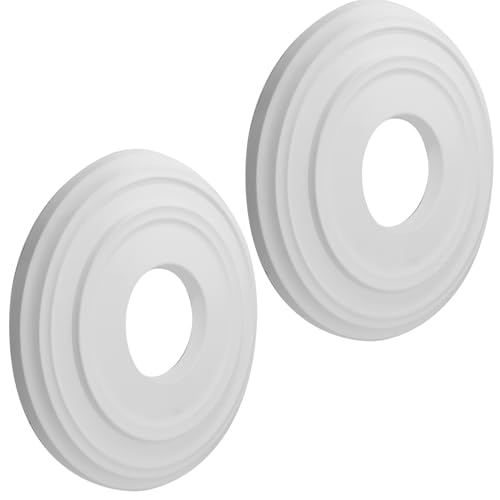 Image of Uenhoy 2 Pcs Lighting Ceiling Medallions for Light Fixtures and Ceiling Fans, 12 inch OD White Ceiling Cover Plate, Ceiling Fan Medallion 12 inch OD x 4 inch ID
