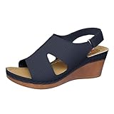 Genérico Sandalias Plataforma Mujer Verano Cómodas Zapato Sandalias de Playa con Tacón Bajo para Mujer,Informales,Huecas,con Comodas Zapatos Ortopedicos Verano (Blue,39)