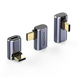 ELUTENG 3 Stück USB C Winkel Adapter, 90 Grad Winkelstecker 40Gbps/100W/8K@60HZ Übertragen und Schnellladen, USB C Stecker auf Buchse für MacBook Samsung Switch, mehr USB-C Geräte