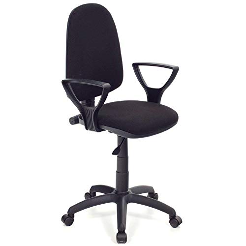 BAKAJI Poltrona Sedia Scrivania Ufficio Presidenziale in Tessuto e Struttura in Polipropilene Rotazione 360 Gradi Direzionale Altezza Regolabile (Nero)