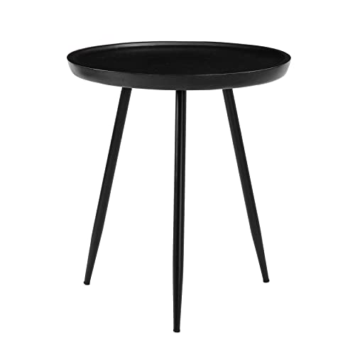 Image of MH London Side Table - Dilan Tri Pin Small Nightstand. Exclusively Designed Hand-Crafted Round End Table. Modern Black Bedside for Bedrooms, Living Room and Home Office