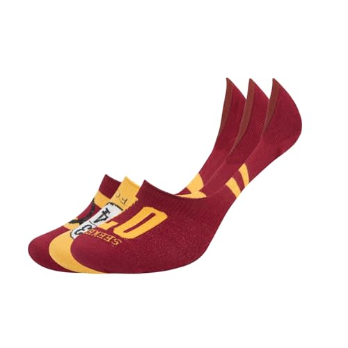 SocksXpress Harry Potter Potter 07, Lightning Bolt & Glasses, Platform 9 3-4 No Show Socks for Women | Made with Cotton and Spandex (Pack of 3)- Yellow & Maroon