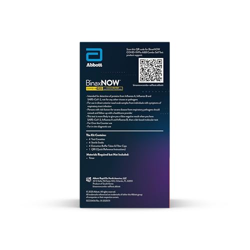 BinaxNOW™ COVID-19/Flu A&B Combo Self Test, Reliable COVID/Flu Home Test With 15 Minute Results, 4 Tests