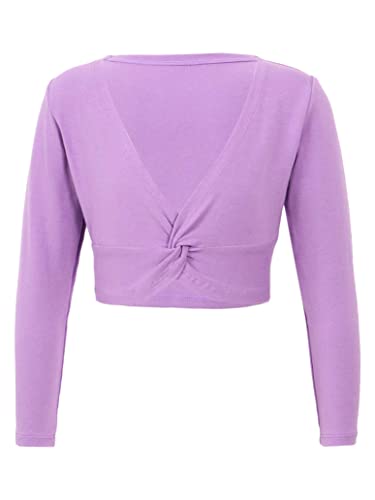 Girls Long Sleeve Ballet Leotard Cardigan Shrug Front Knot Wrap Top Dance Dress Cover Up