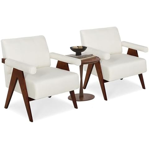 COEWSKE Accent Chairs Set of 2, Comfy Living Room Chairs, Mid Century Modern Club Arm Reading Chairs Fabric with Wood Legs for Bedroom, Waiting Room, Office Cover