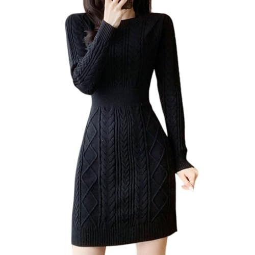 Robe en tricot à col rond anti-froissement style coréen pour femme