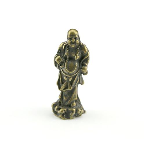 KGADRX Statue pour la décoration de la Maison Figurine de Bouddha Maitreya Miniature en Laiton Vintage, Bouddha Rieur, Collection Bouddha Heureux