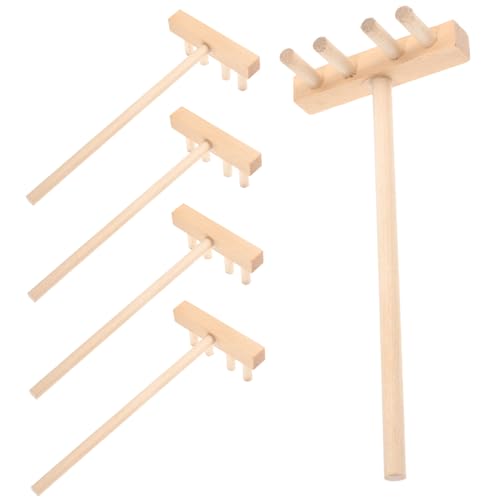 KOMBIUDA 5pièces Mini Râteaux Bois pour Table à Sable Décorative Accessoires Légers pour Jardin Zen Et Aménagement De Scène