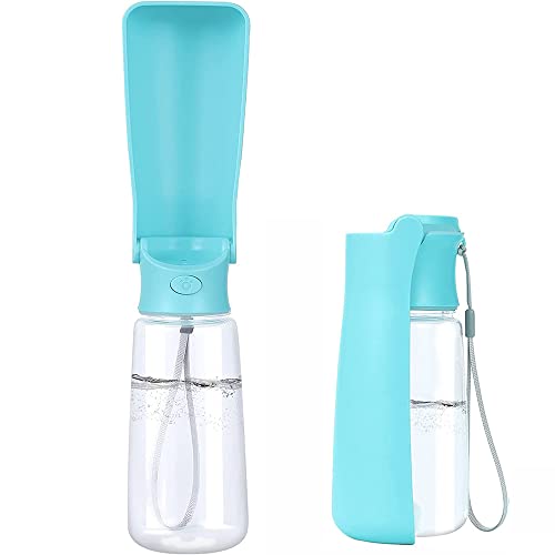 Emwel Faltbare Hundewasserflaschen – 550ml Wasserspender Auslaufsicher Tragbarer Welpenwasserspender mit Trink-Futterspender für Haustiere im Freien, Wandern, Reisen