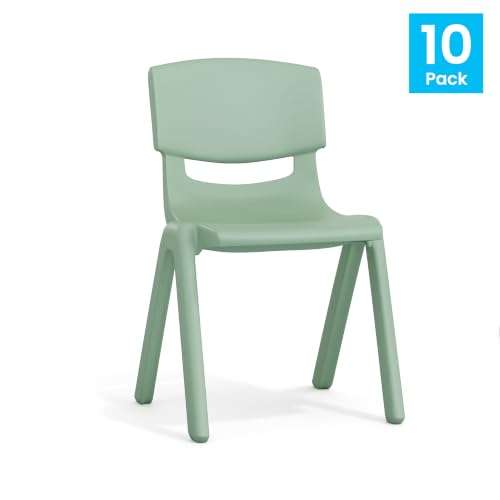 Image of Flash Furniture Stackable Plastic School Chair, Sage, Set of 10