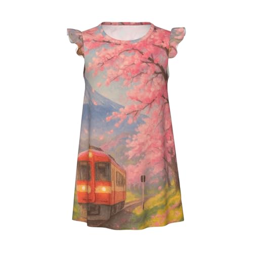 Augenstern Flutter Sleeve Nightgown Pajama Gown Fuji Mount Cherry Blossom Easy Pull-On Sleepwear Nightdress