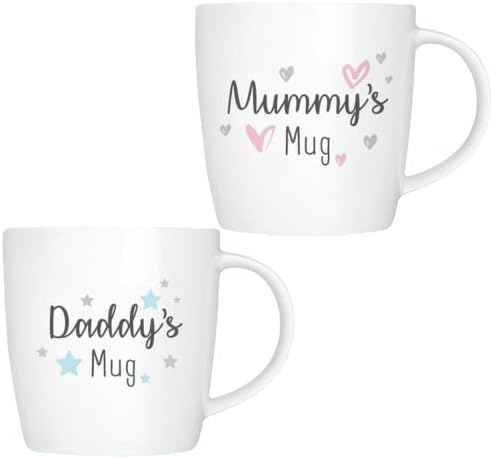 EVERBUY Set of 2 Mummy and Daddy Mugs - Gifts for Mum Daddy Gifts - Gifts for New Mums - New Dad Mug - Mummy Mug Mummy Gifts - Christmas Gift - 12oz (Mummy & Daddy)
