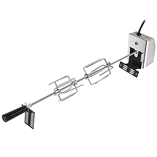 LZQ Grillspieß Set 107 cm inkl. 4X Fleischnadeln und Edelstahl Motor, 220V, Drehspieß, Rotisserie,...