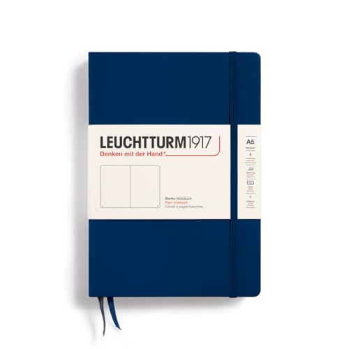 Image of LEUCHTTURM1917 - Notebook Hardcover Medium A5-251 Numbered Pages for Writing and Journaling (Navy, Plain)