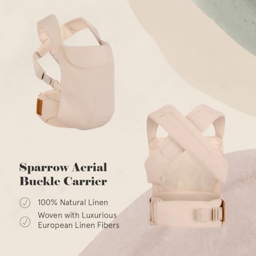 WildBird - Aerial Carrier - 7 to 45 lbs - for Moms, Dads & Caregivers - 100% Natural European Linen Fibers - Versatile & Adjustable - Small Size - Sparrow Fabric - Thumbnail 2