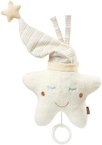 Fehn Mini-Spieluhr Stern BABYLOVE – Kuscheltier & Einschlafhilfe für Babys | Aufzieh-Spieluhr mit sanfter Melodie Weißt du wieviel Sternlein – beruhigt Kleinkinder in jeder Situati