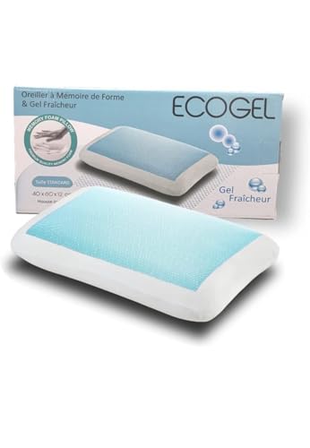 Générique Oreiller Ergonomique EcoGel à Mémoire de Forme avec Gel Fraîcheur, Confort Optimal,...
