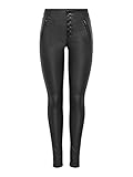 glänzend ONLY Damen ONLROYAL HW Coated Button Pant PNT RP Hose, Black, M/32