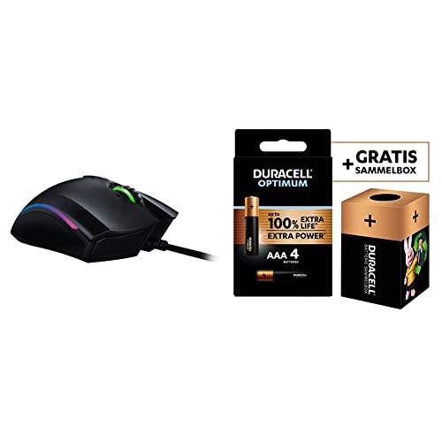 Razer Mamba Elite - Kabelgebundene Gaming Maus mit Chroma RGB Beleuchtung + Duracell NEU Optimum AAA Micro Alkaline-Batterien