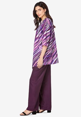 Roaman's Women's Plus Size Three Piece Pant Suit3