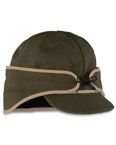 Stormy Kromer The Rancher Cap – Wool Winter Hat for Men, Fleece-Lined Insulated Earflap, Thinsulate Crown, Outdoor Cold Weather Cap, Six-Panel Design, Olive, 7 5/8