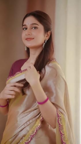 Image of Yashika Women Chanderi Silk Solid Lace Boder Saree With Unstitched Blouse Piece |saree for Women | New Sari | Saree