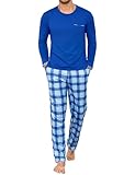 Confeccionado en tejido suave y cómodo, el conjunto de pijama para hombre Leversic es agradable para la piel, ligeramente elástico, ligero, transpirable y resistente a la decoloración y la deformación.