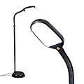 Brightech Litespan - Bright LED Floor Reading Lamp for Over Chair Crafts and Reading, Estheticians' Light for Lash Extensions, Adjustable Standing Lamp for Living Room, Bedroom, Office - Jet Black