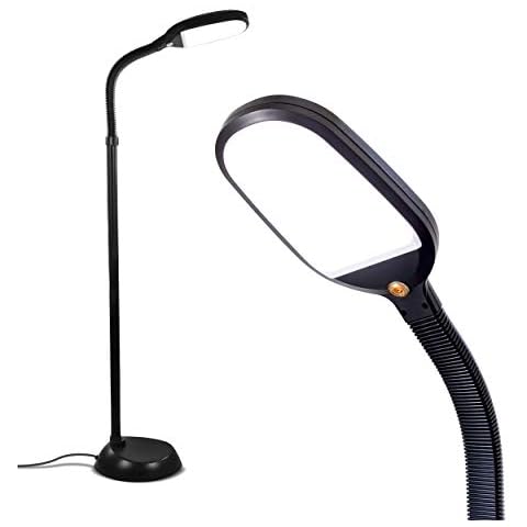Brightech Litespan - Bright LED Floor Reading Lamp for Over Chair Crafts and Reading, Estheticians' Light for Lash Extensions, Adjustable Standing Lamp for Living Room, Bedroom, Office - Jet Black Cover