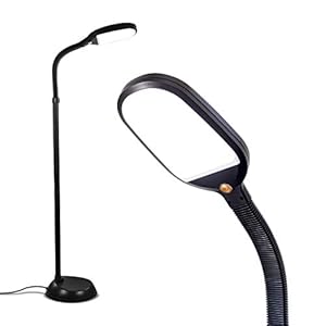 Brightech Litespan – Bright LED Floor Reading Lamp for Over Chair Crafts and Reading, Estheticians’ Light for Lash Extensions, Adjustable Standing Lamp for Living Room, Bedroom, Office – Jet Black