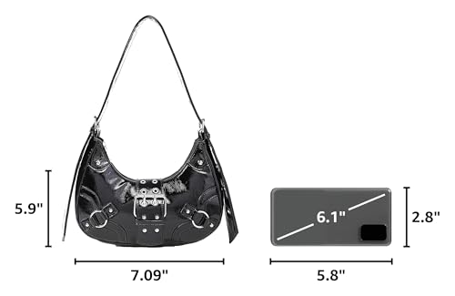 Bolso de mano goth para mujer de cuero PU estilo Y2k miniatura 3