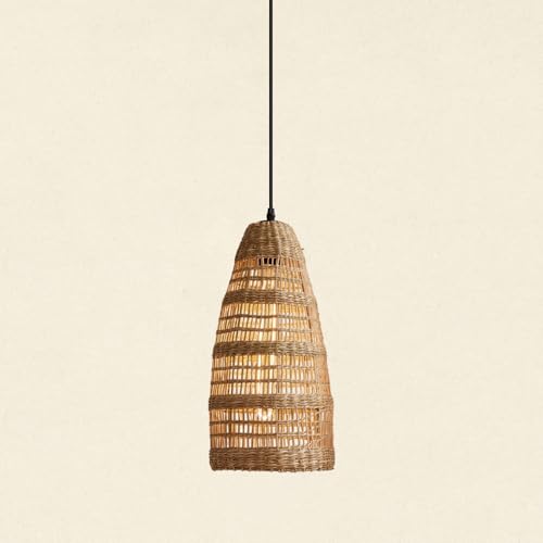 Pendant luminaire mi-siècle Boho Roard fait main osier