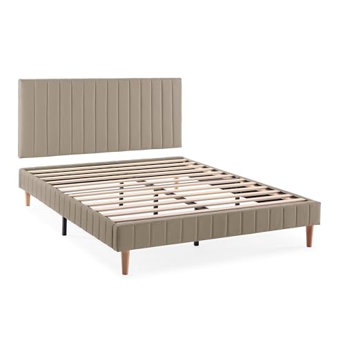 HOMN LIVING Cabecero + Base tapizada Eris 140x190 cm Color Beige, somier tapizado, 30 cm Altura