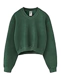 Hatant Green Crop Sweatshirts for Women Fashion Hoodies & Sweatshirts Soft Fleece Vintage Pullover for women Gym Athletic Workout Hoodie Sweaters Sweat Shirts for Women,Dark Green,Large