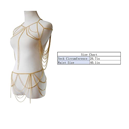 Sexy Body Chain Set Layered Necklace Bra Waist Chain Summer Fashion Bohemian Jewelry Suit for Beach Party Holidy4