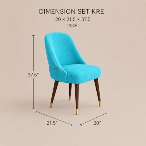 Image of WOODEN SPACE 6-Seater Wooden Dining Table Set | Nano Composite Marble Top | Solid Wood Base | Modern Dining Room Furniture with 6 Chairs (Sky Blue Grand Aura)