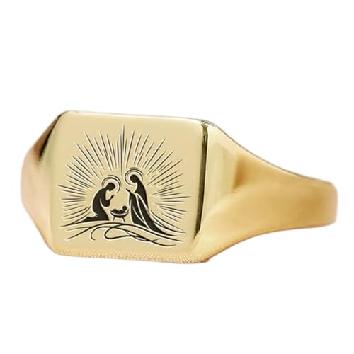 Bague Jésus carrée en argent 925 plaqué or LK_PDR_01462