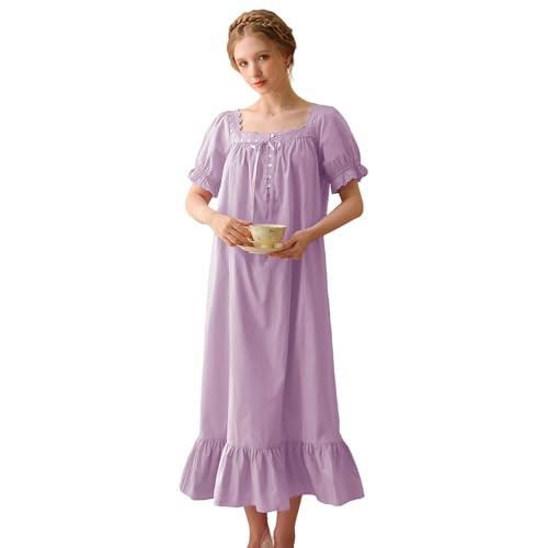 Robe de nuit victorienne en coton de qualité supérieure et dentelle - 2