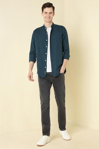 Image of Allen Solly Men's Casual Mandarin Collar Shirt | Regular Fit | Contemporary Design | Smart Casual Wear