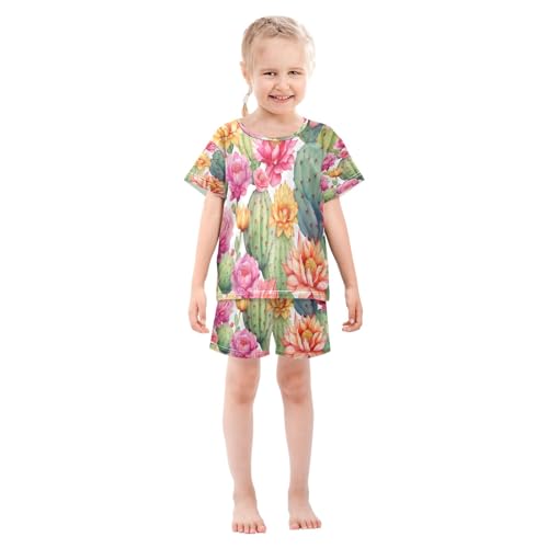 Cactus(38) Kids Pjs Set Boys Girls Summer Short-Sleeve Sleepwear Pajamas 2PCS3