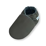 YIHAKIDS Chausson Bebe Chaussons Cuir Bébé Cuir Souple Antidérapantes Chaussures Premiers Pas Garçon Fille (Size L, Gris, 12-18 Mois, 23 EU)