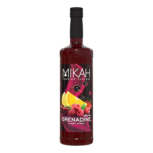 Mikah - Premium Flavors - Grenadine (Granatina) | Sciroppo Per Drink e Dessert | Uso Professionale | 1 Litro (1000ml)