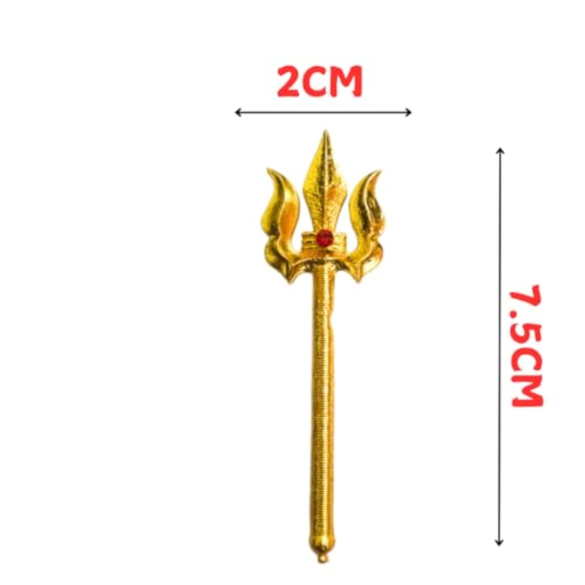 Decorative Golden Trident Scepter with Red Crystal