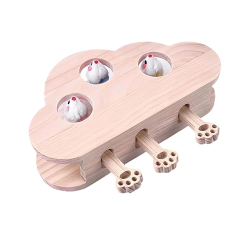 Whack-a-Mole Interactive Cat Toy,Eco-Friendly Wooden Activity Cen...