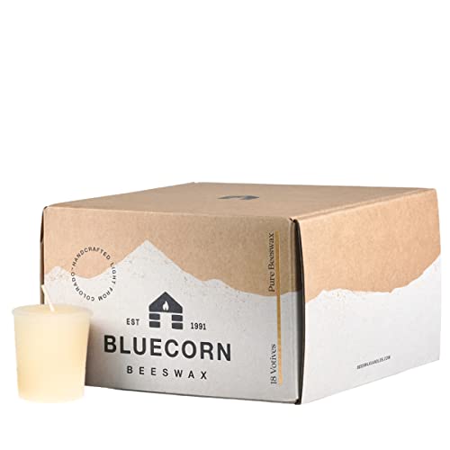 Bluecorn Beeswax Votive Candles - 100% Pure Beeswax, 18-pack