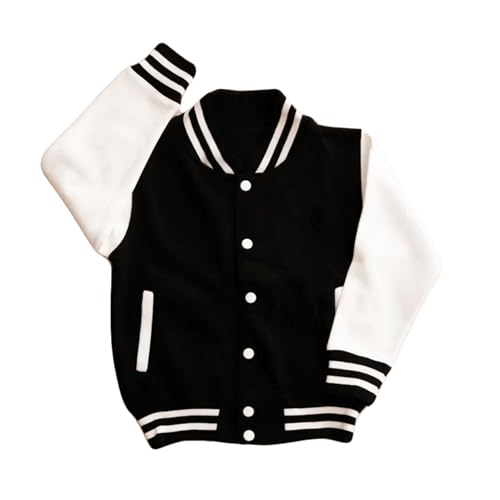 MODPARTY Kids Varsity Jacket – Black & White Letterman Coat for Boys or Girls | Custom Youth Outerwear for School or Events
