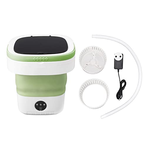 Mini tragbare Waschmaschine, Faltbare kleine Waschmaschine und Trockner Combo, 7.5L Eimer Waschmaschine mit Drain Korb für Unterwäsche, Socken, Baby-Kleidung, Wäsche, Wohnung (Grün)