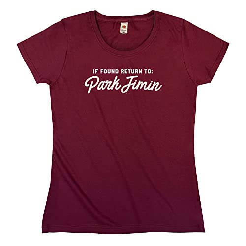Outsdr Femmes If Found Return to Park Jimin T-Shirt - Burgundy - X-Large